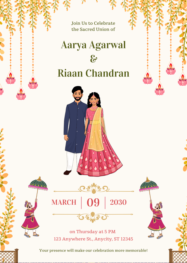Elegant Wedding Invitation Card – Customizable Digital Design