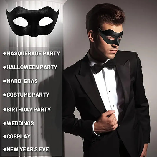 Black Lace Masquerade Mask for Men – Elegant Venetian Party Ball & Costume Accessory