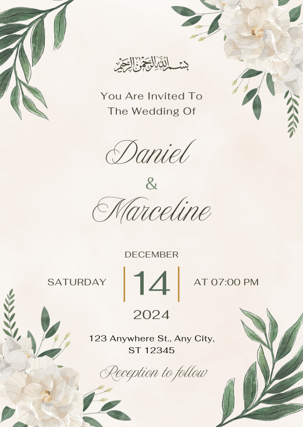 Elegant Wedding Invitation Card – Customizable Digital Design