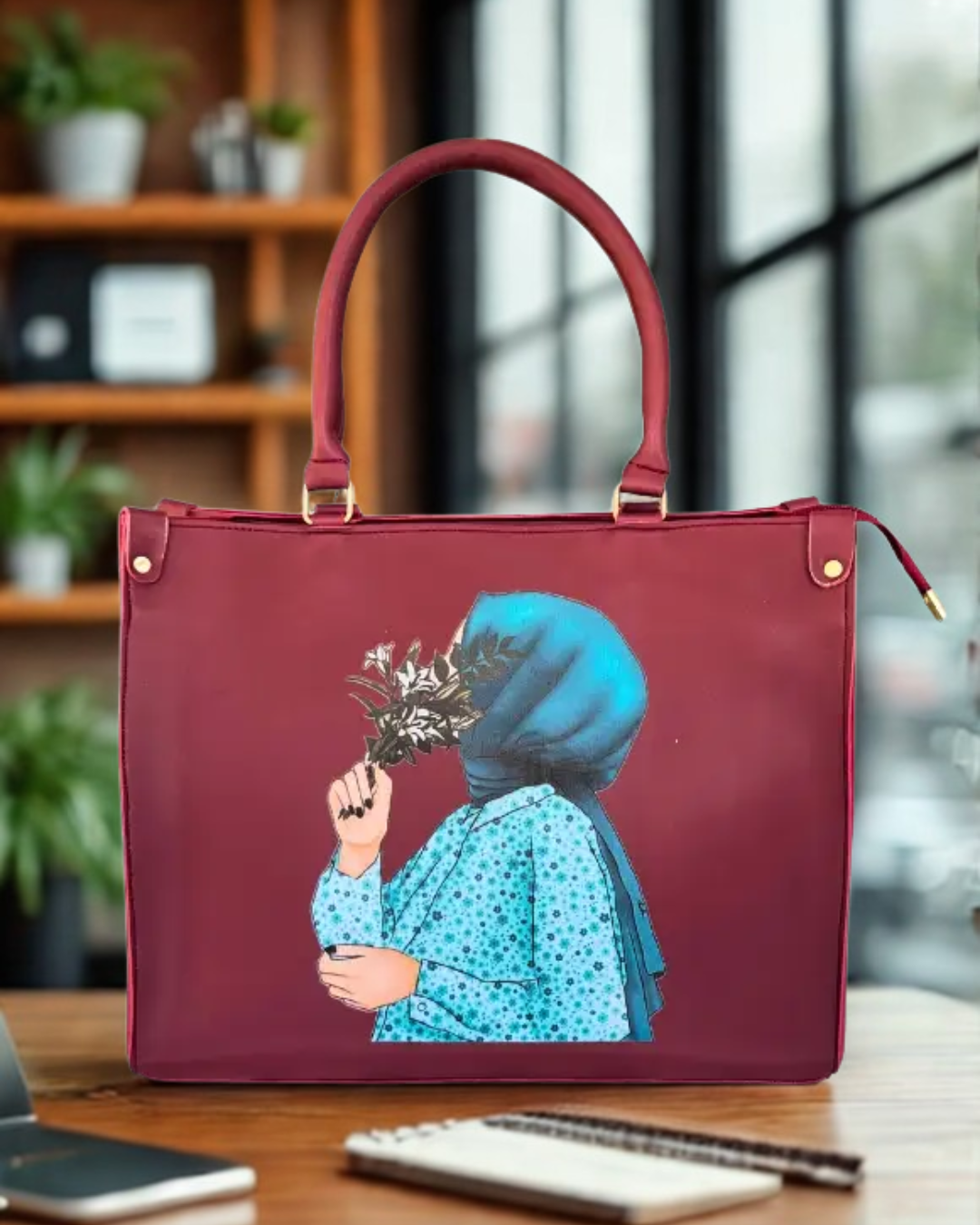 Elegant Printed Tote Handbag – Stylish Women’s Shoulder Bag with Artistic Design (Available in Multiple Colors)