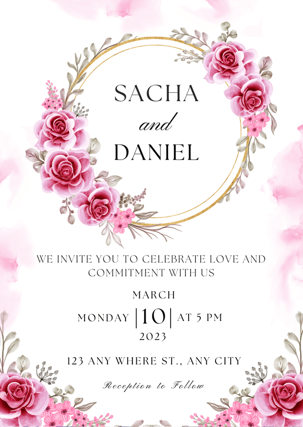 Elegant Wedding Invitation Card – Customizable Digital Design