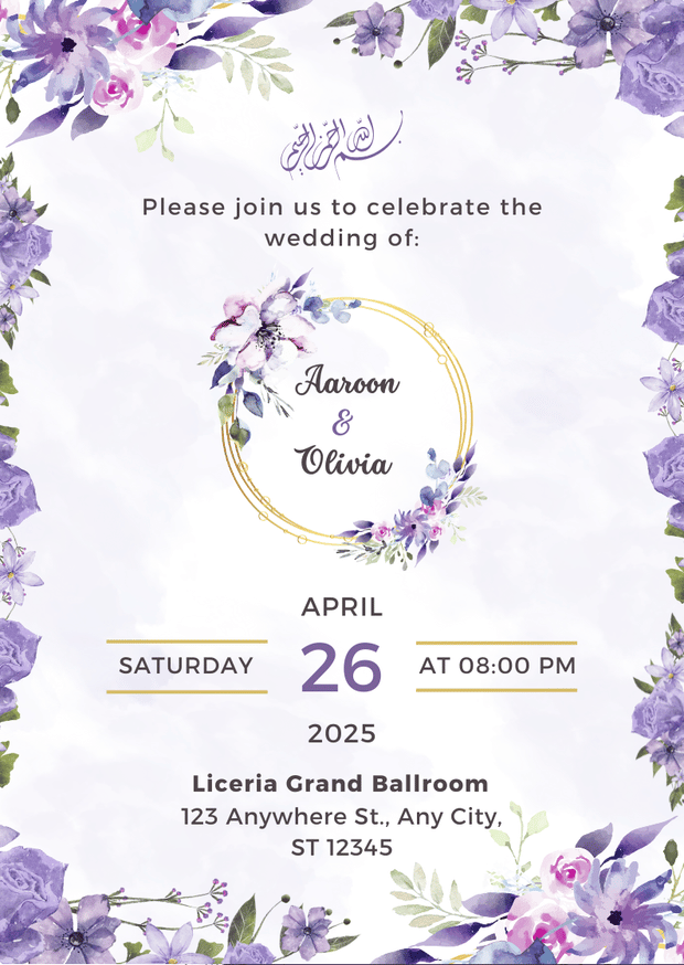 Elegant Wedding Invitation Card – Customizable Digital Design